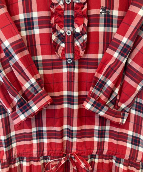 BURBERRY BLUE LABEL（バーバリーロンドンブルーレーベル）BURBERRY BLUE LABEL (バーバリーロンドンブルーレーベル) チェックフリルワンピース　E1J76-310-15 レッド サイズ:38の古着・服飾アイテム