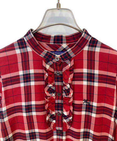 BURBERRY BLUE LABEL（バーバリーロンドンブルーレーベル）BURBERRY BLUE LABEL (バーバリーロンドンブルーレーベル) チェックフリルワンピース　E1J76-310-15 レッド サイズ:38の古着・服飾アイテム
