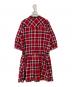 BURBERRY BLUE LABEL (バーバリーロンドンブルーレーベル) チェックフリルワンピース　E1J76-310-15 レッド サイズ:38：5000円