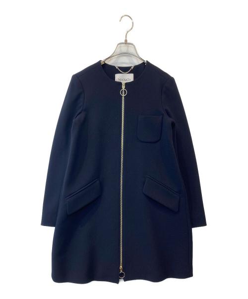 MAX&Co.（マックスアンドコー）MAX&Co. (マックスアンドコー) ノーカラージップコート ネイビー サイズ:36の古着・服飾アイテム
