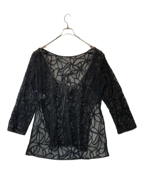 sahara（サハラ）sahara (サハラ) 2way Cord Embroidery Top 01-TP125-25-01 ブラウス ブラック サイズ:表記がないため不明の古着・服飾アイテム