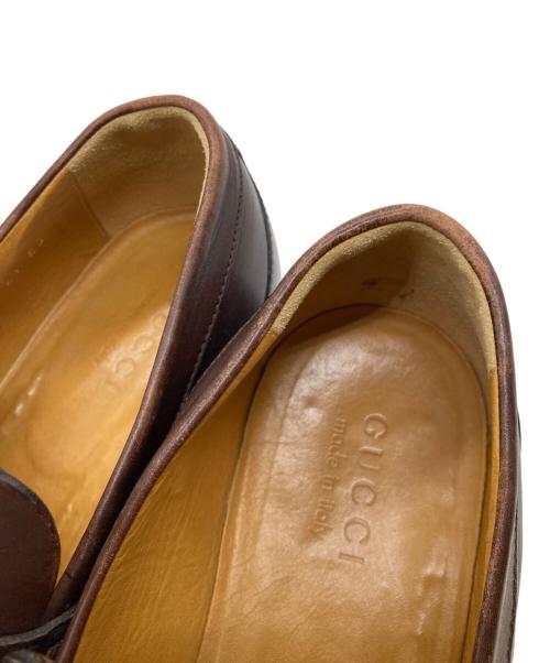 GUCCI（グッチ）GUCCI (グッチ) GG柄 レザーローファー 170311 ブラウン サイズ:41Eの古着・服飾アイテム