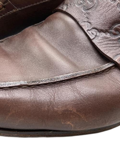 GUCCI（グッチ）GUCCI (グッチ) GG柄 レザーローファー 170311 ブラウン サイズ:41Eの古着・服飾アイテム