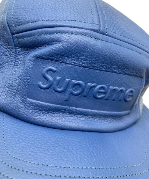 SUPREME（シュプリーム）Supreme (シュプリーム) 19SS pebbled leather camp cap ブルーの古着・服飾アイテム