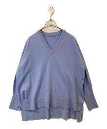 theory luxe（セオリーリュクス）の古着「FIONA/HIGHLAND ウールVネックニット　03-1301721」｜ブルー