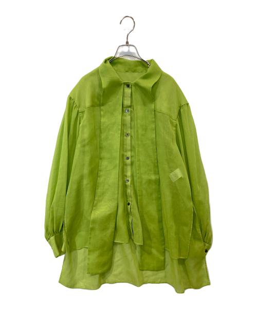 ADORE（アドーア）ADORE (アドーア) ソフトオーガンジーブラウス　531-421070 グリーン サイズ:38の古着・服飾アイテム