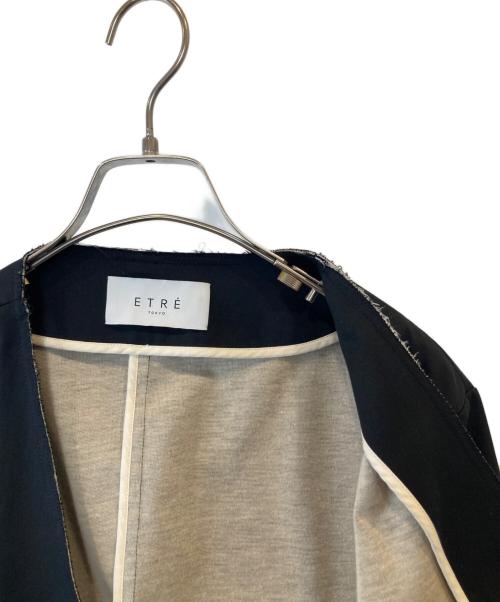 ETRE TOKYO（エトレトウキョウ）ETRE TOKYO (エトレトウキョウ) ボンディングノーカラージャケット ブラック サイズ:Sの古着・服飾アイテム