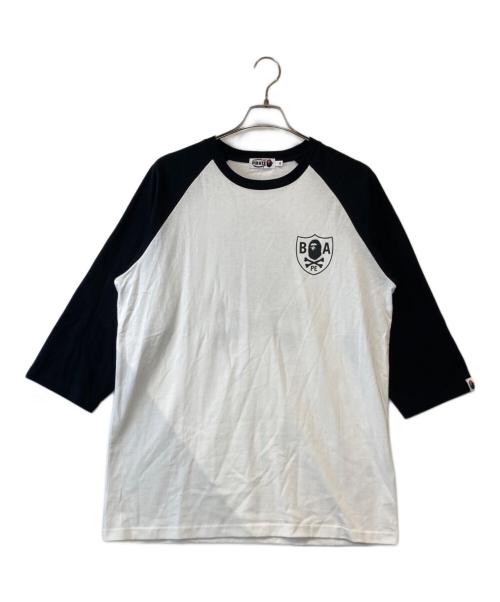 A BATHING APE（ア ベイシング エイプ）A BATHING APE (ア ベイシング エイプ) 7分袖カットソー　004LTK701004M ブラック×ホワイト サイズ:XLの古着・服飾アイテム