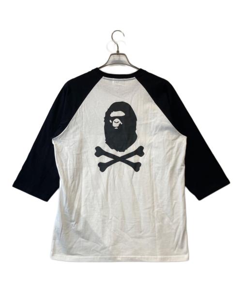 A BATHING APE（ア ベイシング エイプ）A BATHING APE (ア ベイシング エイプ) 7分袖カットソー　004LTK701004M ブラック×ホワイト サイズ:XLの古着・服飾アイテム
