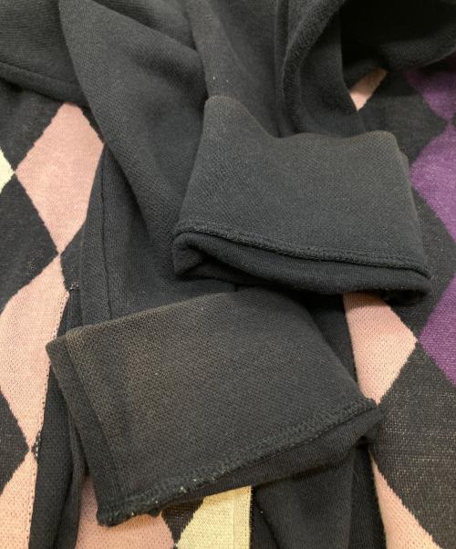 BURBERRY BLACK LABEL（バーバリーブラックレーベル）BURBERRY BLACK LABEL (バーバリーブラックレーベル) アーガイルジップニット パープル サイズ:3の古着・服飾アイテム
