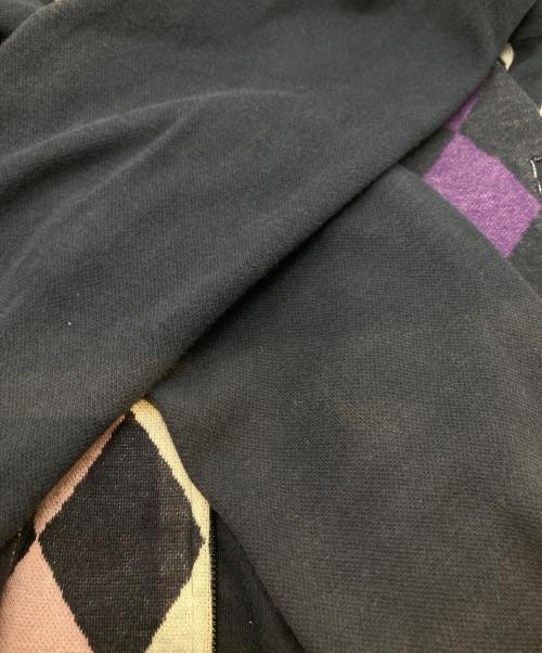 BURBERRY BLACK LABEL（バーバリーブラックレーベル）BURBERRY BLACK LABEL (バーバリーブラックレーベル) アーガイルジップニット パープル サイズ:3の古着・服飾アイテム