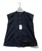 Spick and Spanスピック＆スパン）の古着「ケミカルレーススタンドカラーブラウス 23051200206120」｜ブラック