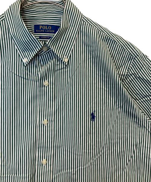 POLO RALPH LAUREN（ポロ・ラルフローレン）POLO RALPH LAUREN (ポロ・ラルフローレン) 半袖ストライプシャツ グリーン サイズ:Lの古着・服飾アイテム