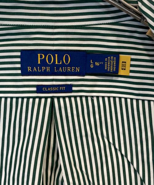 POLO RALPH LAUREN（ポロ・ラルフローレン）POLO RALPH LAUREN (ポロ・ラルフローレン) 半袖ストライプシャツ グリーン サイズ:Lの古着・服飾アイテム