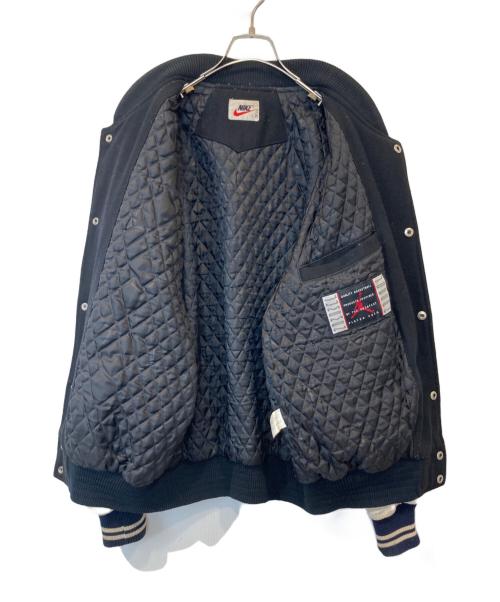 NIKE（ナイキ）NIKE (ナイキ) 袖レザースタジャン ブラック×ホワイト サイズ:Lの古着・服飾アイテム