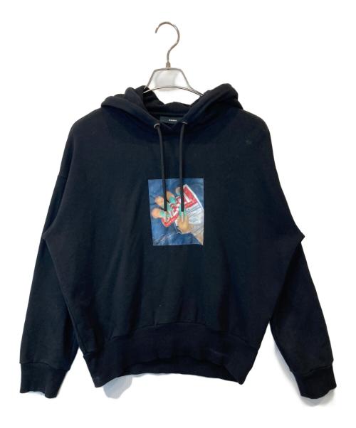 DIESEL（ディーゼル）DIESEL (ディーゼル) プリントパーカー ブラック サイズ:XSの古着・服飾アイテム