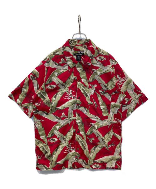 pataloha（パタロハ）pataloha (パタロハ) 90s バナナリーフ柄アロハシャツ レッド サイズ:Sの古着・服飾アイテム