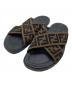 FENDI（フェンディ）の古着「FF Logo Cross Slider Slippers FFロゴクロススライダースリッパーズ X1222」｜ブラック×ブラウン