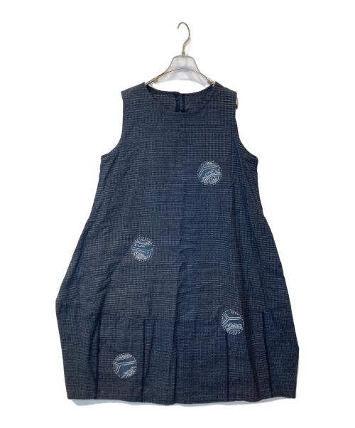 樹庵工房（ジュアンコウボウ）樹庵工房 (ジュアンコウボウ) ノースリーブワンピース ネイビー サイズ:FREEの古着・服飾アイテム