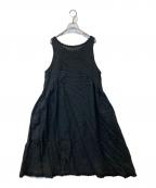 nest Robeネストローブ）の古着「リネンレース付きワンピース 01245-1516-20」｜ブラック