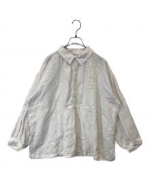 nest Robe（ネストローブ）の古着「リネン縁取りレース襟スモックブラウス　01244-1166」｜ホワイト