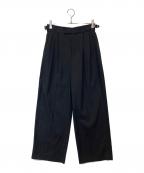 SHIPSシップス）の古着「麻調 合繊 2タック ワイド パンツ　313-13-0231」｜ブラック