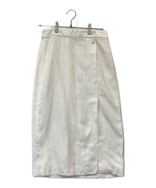POLO RALPH LAUREN（ポロ・ラルフローレン）POLO RALPH LAUREN (ポロ・ラルフローレン) リネンフロントボタンスカート ホワイト サイズ:4の古着・服飾アイテム