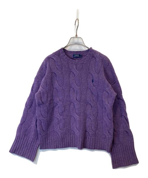 POLO RALPH LAUREN（ポロ・ラルフローレン）POLO RALPH LAUREN (ポロ・ラルフローレン) ウールカシミヤケーブルニット パープル サイズ:XSの古着・服飾アイテム