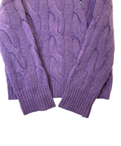 POLO RALPH LAUREN（ポロ・ラルフローレン）POLO RALPH LAUREN (ポロ・ラルフローレン) ウールカシミヤケーブルニット パープル サイズ:XSの古着・服飾アイテム