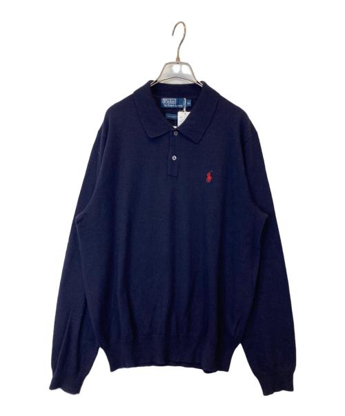 POLO BY RALPH LAUREN（ポロ バイ ラルフローレン）POLO by RALPH LAUREN (ポロ バイ ラルフローレン) ウールニットポロシャツ　KR-RL-HW0370 ネイビー サイズ:LL 未使用品の古着・服飾アイテム