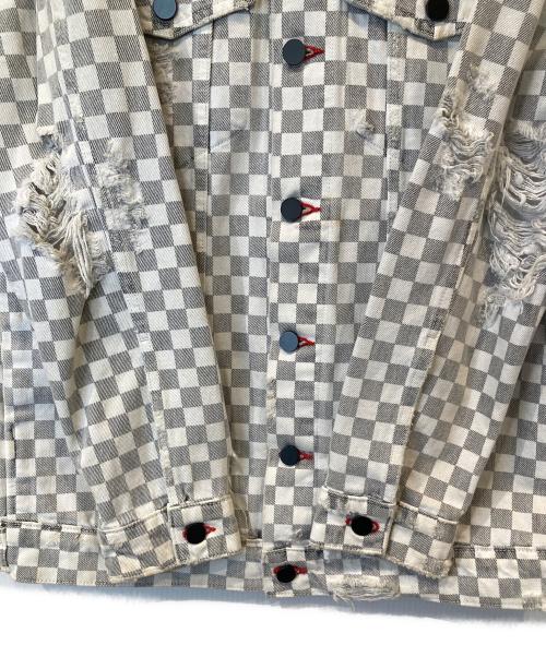 ALEXANDER WANG（アレキサンダー・ワン）ALEXANDER WANG (アレキサンダー・ワン) ダメージデニムジャケット　601-7221079 グレー×ホワイト サイズ:Sの古着・服飾アイテム
