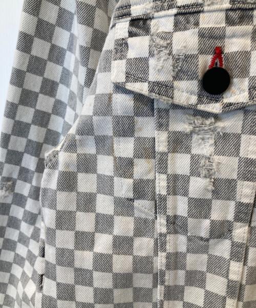 ALEXANDER WANG（アレキサンダー・ワン）ALEXANDER WANG (アレキサンダー・ワン) ダメージデニムジャケット　601-7221079 グレー×ホワイト サイズ:Sの古着・服飾アイテム