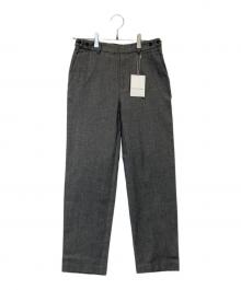 HUMAN WOMAN（ヒューマンウーマン）の古着「ピケスウェードストレートパンツ 	077-4230001」｜グレー