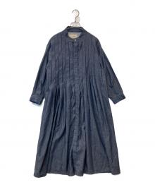 08MAB（ゼロハチマブ）の古着「コットンリネンデニム太タックワンピース CF-1223HF881」｜インディゴ