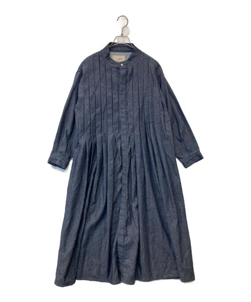 08MAB（ゼロハチマブ）08MAB (ゼロハチマブ) コットンリネンデニム太タックワンピース CF-1223HF881 インディゴ サイズ:FREEの古着・服飾アイテム