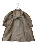 machattマチャット）の古着「メタリックパフスリーブブラウス 24010120」｜ゴールド