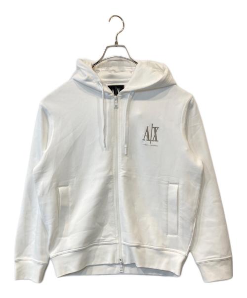 ARMANI EXCHANGE（アルマーニ エクスチェンジ）ARMANI EXCHANGE (アルマーニ エクスチェンジ) ICON ジップアップフーデッドスウェットシャツ XM000371 AF10818 ホワイト サイズ:XSの古着・服飾アイテム