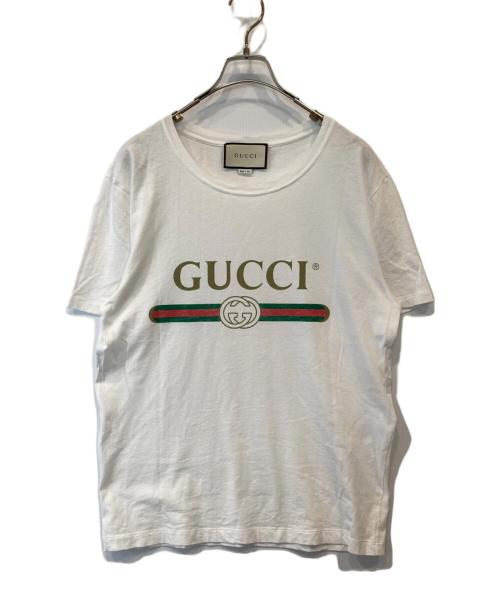 GUCCI（グッチ）GUCCI (グッチ) ロゴ ウォッシュドオーバーサイズ Tシャツ　440103-X3F05 ホワイト サイズ:Sの古着・服飾アイテム