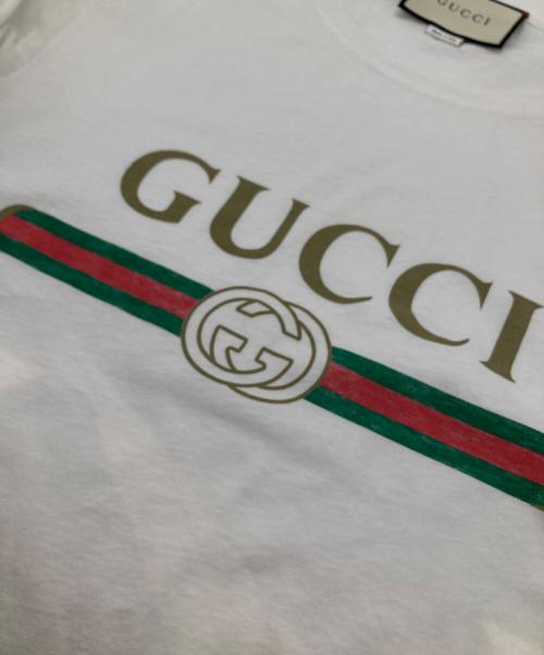 GUCCI（グッチ）GUCCI (グッチ) ロゴ ウォッシュドオーバーサイズ Tシャツ　440103-X3F05 ホワイト サイズ:Sの古着・服飾アイテム