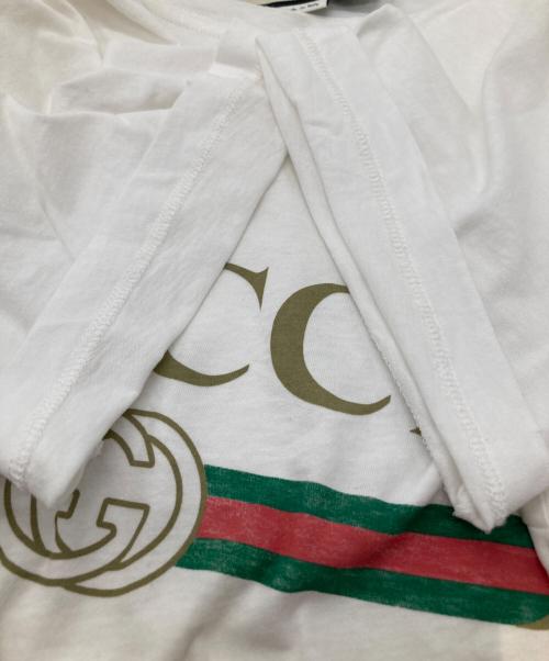 GUCCI（グッチ）GUCCI (グッチ) ロゴ ウォッシュドオーバーサイズ Tシャツ　440103-X3F05 ホワイト サイズ:Sの古着・服飾アイテム
