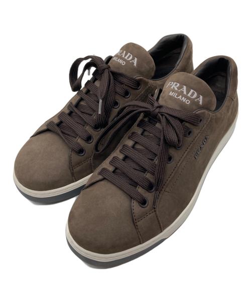 PRADA（プラダ）PRADA (プラダ) スエードスニーカー　4E3507 ブラウン サイズ:６　1/2の古着・服飾アイテム