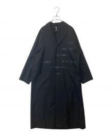 GROUND Y（グラウンドワイ）の古着「T/Wギャバジンバックテープロングシャツジャケット　ステンカラーコート　GR-J14-100」｜ブラック