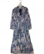 JILL BY JILLSTUARTジル バイ ジルスチュアート）の古着「ビッグシアーフラワープリントワンピース　125-2240051」｜ブルー