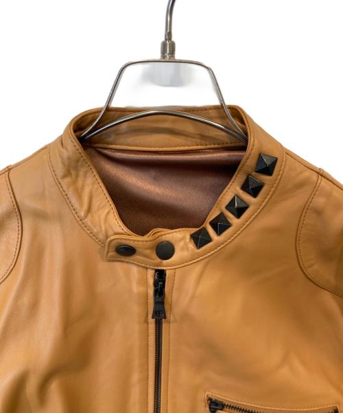 BEAMS（ビームス）BEAMS (ビームス) シングルライダースジャケット/ラムレザージャケット/4218-0116-856 ブラウン サイズ:Lの古着・服飾アイテム