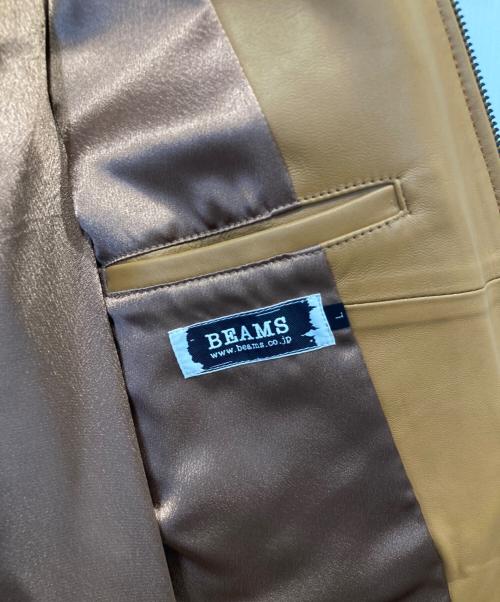 BEAMS（ビームス）BEAMS (ビームス) シングルライダースジャケット/ラムレザージャケット/4218-0116-856 ブラウン サイズ:Lの古着・服飾アイテム