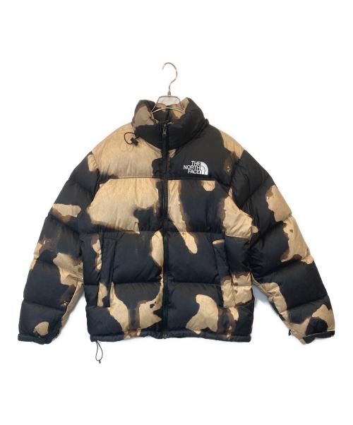 THE NORTH FACE（ザ ノース フェイス）THE NORTH FACE SUPREME (シュプリーム) Bleached Denim Print Nuptse Jacket（ブリーチデニムプリント ヌプシジャケット）　ダウンジャケット ブラック×ブラウン サイズ:Mの古着・服飾アイテム