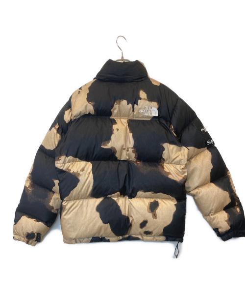 THE NORTH FACE（ザ ノース フェイス）THE NORTH FACE SUPREME (シュプリーム) Bleached Denim Print Nuptse Jacket（ブリーチデニムプリント ヌプシジャケット）　ダウンジャケット ブラック×ブラウン サイズ:Mの古着・服飾アイテム