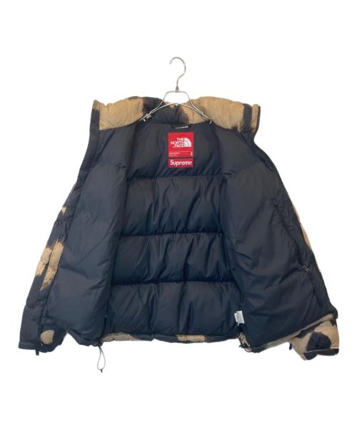 THE NORTH FACE（ザ ノース フェイス）THE NORTH FACE SUPREME (シュプリーム) Bleached Denim Print Nuptse Jacket（ブリーチデニムプリント ヌプシジャケット）　ダウンジャケット ブラック×ブラウン サイズ:Mの古着・服飾アイテム