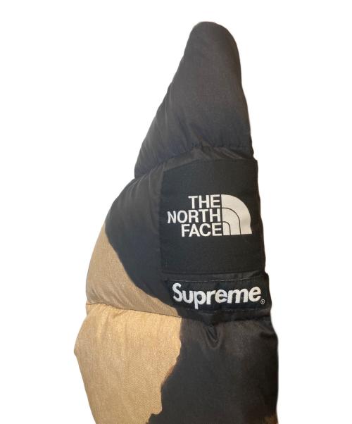 THE NORTH FACE（ザ ノース フェイス）THE NORTH FACE SUPREME (シュプリーム) Bleached Denim Print Nuptse Jacket（ブリーチデニムプリント ヌプシジャケット）　ダウンジャケット ブラック×ブラウン サイズ:Mの古着・服飾アイテム