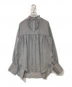 Spick and Spanスピック＆スパン）の古着「ミニギンガムチェックフリルカラーブラウス 24051200302010」｜ブラック×ホワイト